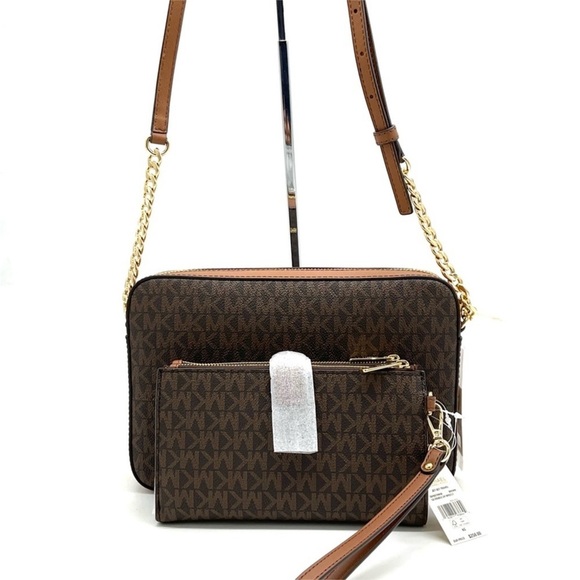 Michael Kors Large EW Crossbody Bag & Large Double Zip Wallet Brown - Picture 5 of 13